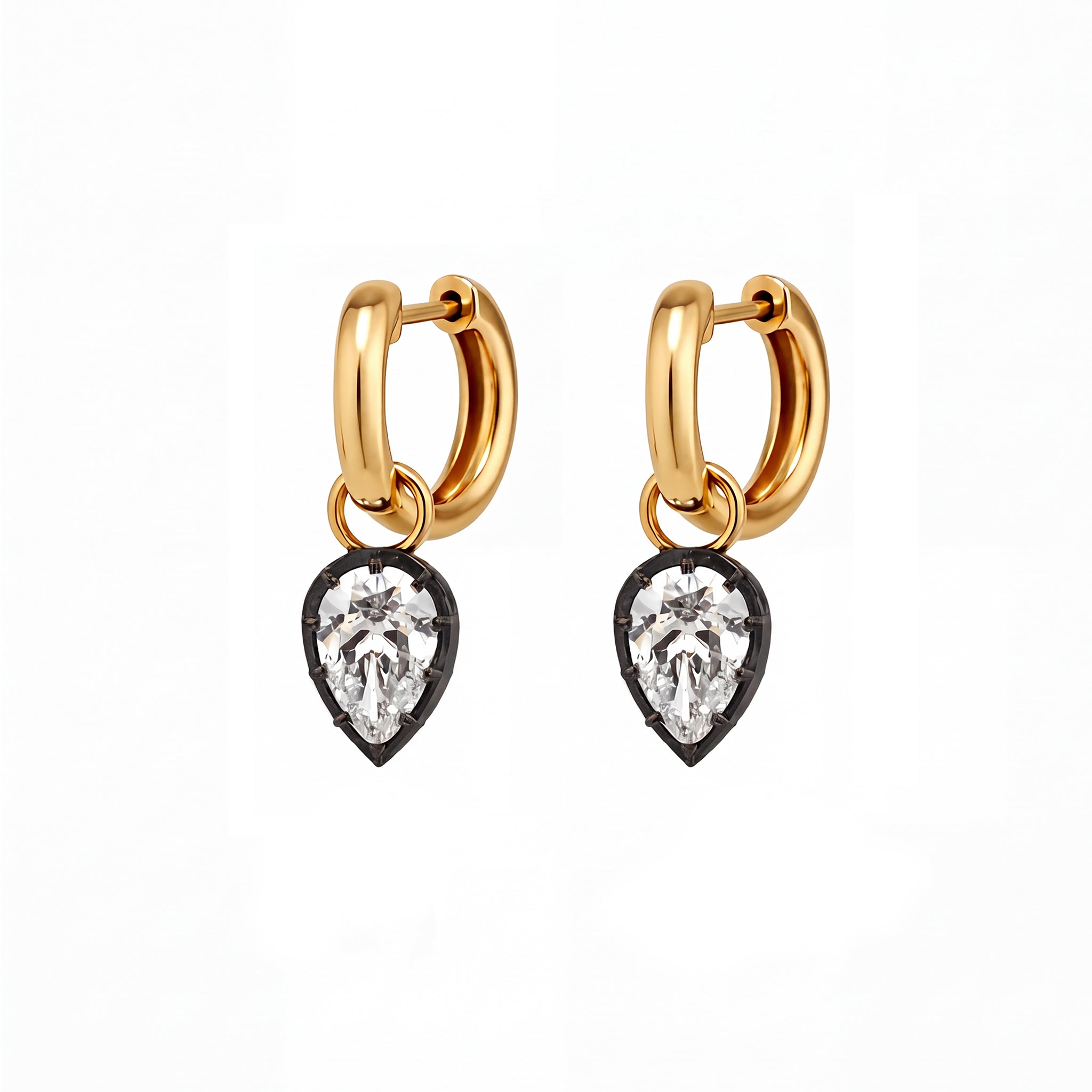 Obsidian Inverted Pear Drop Huggies
