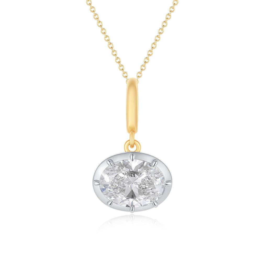 Two-Tone Georgian East-West Oval Pendant (2 ctw)