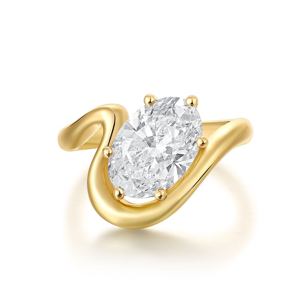 Wave Oval Lab Diamond Pinky Ring