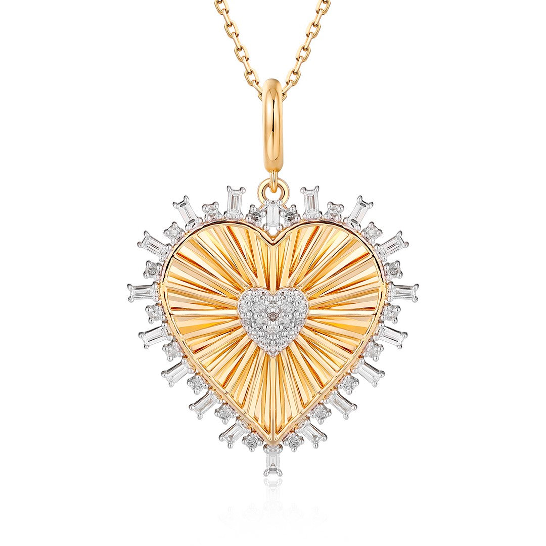 Radiating Baguette Heart Medallion