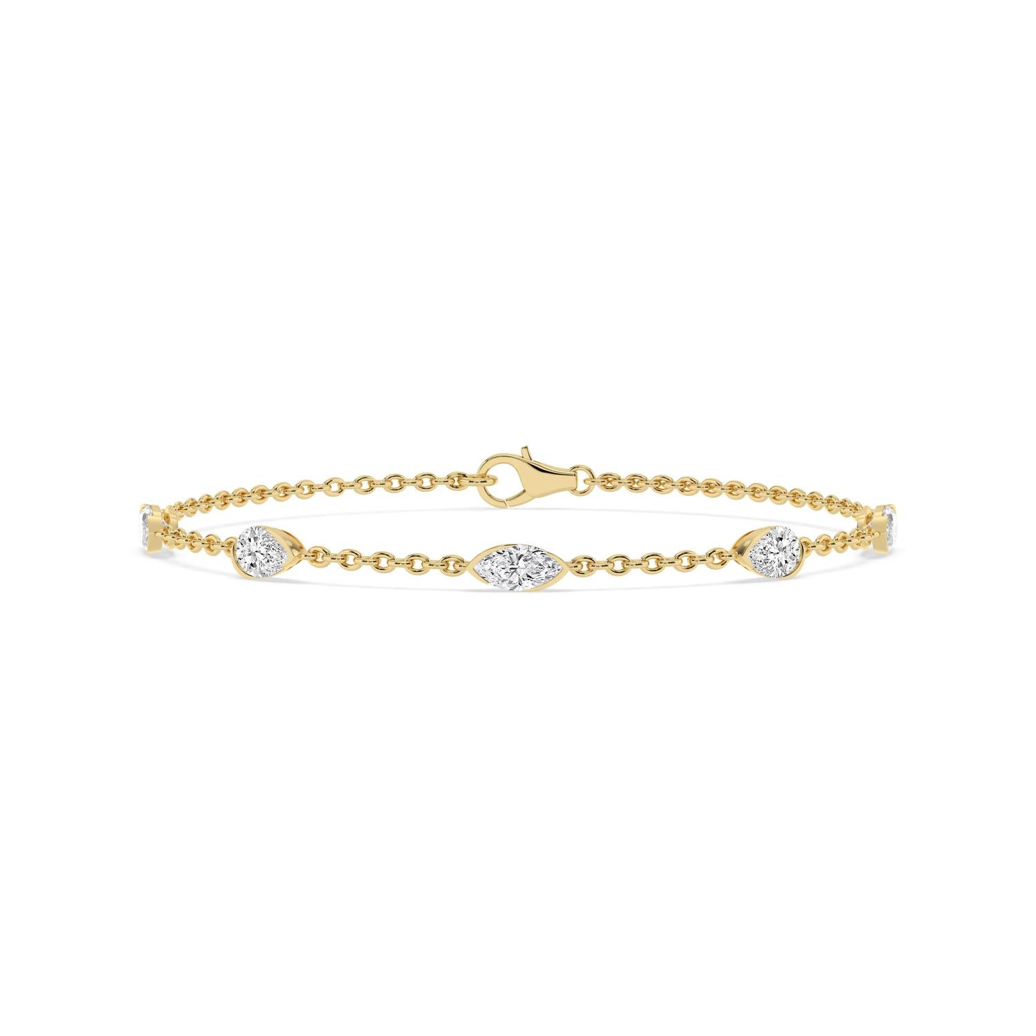 Marquise & Pear Bezel Chain Bracelet