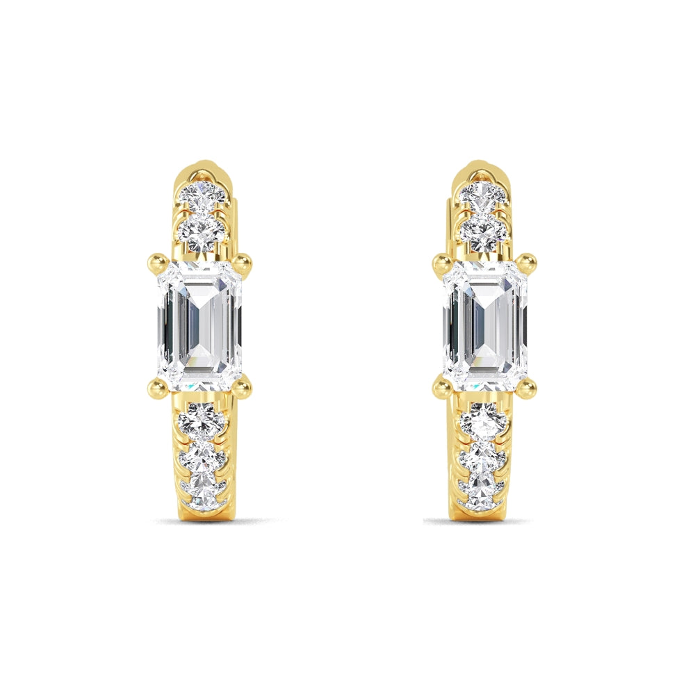 Petite Emerald Cut Lab Diamond Huggies