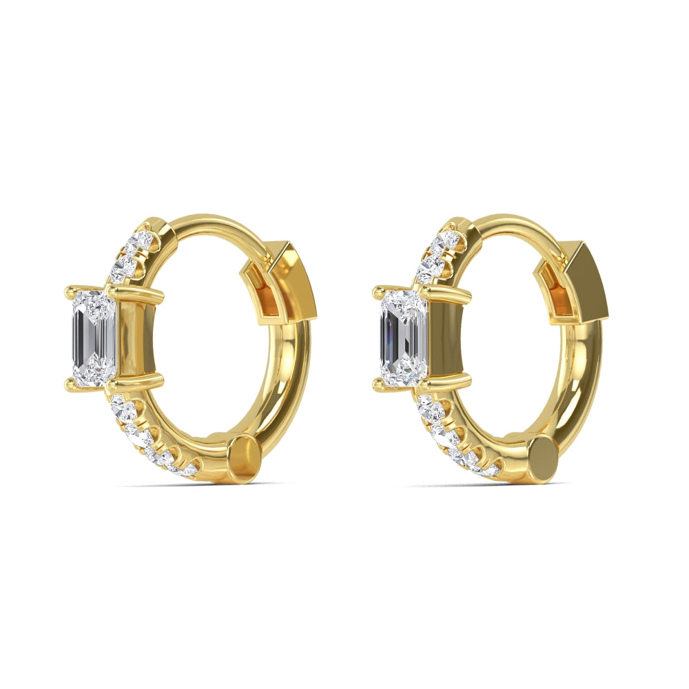 Petite Emerald Cut Lab Diamond Huggies