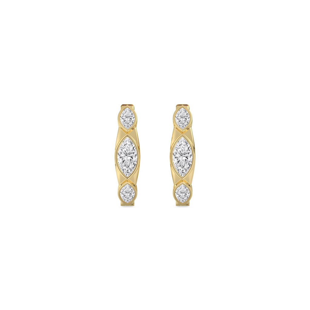 Bezel Marquise Hoop Earrings