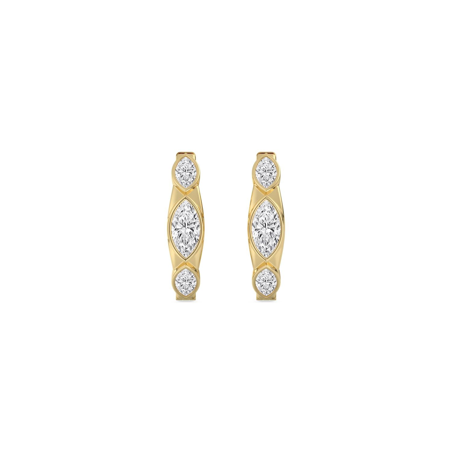 Bezel Marquise Hoop Earrings