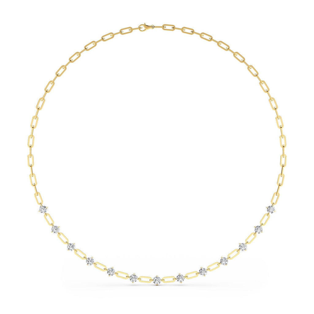 Lab Diamond Station Paperclip Necklace