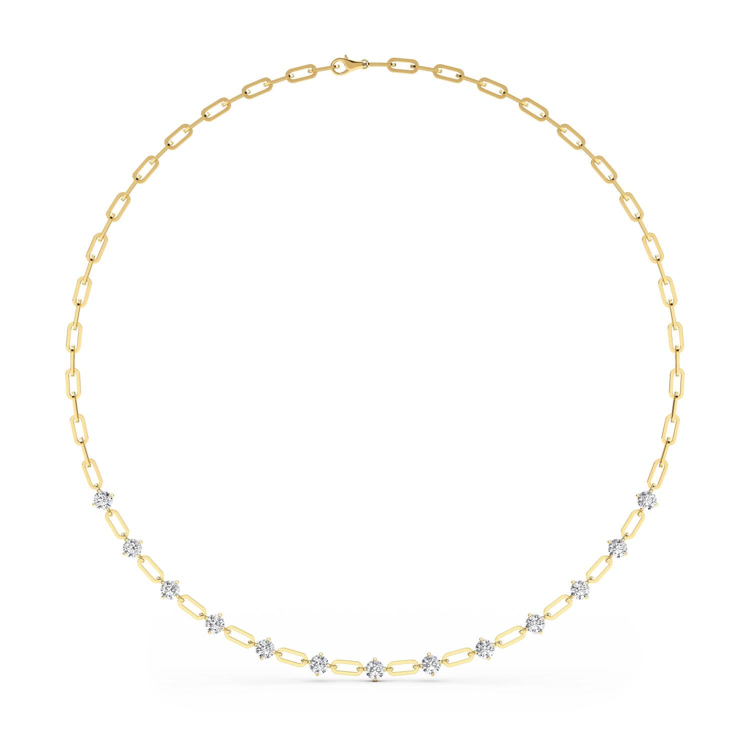 Lab Diamond Station Paperclip Necklace