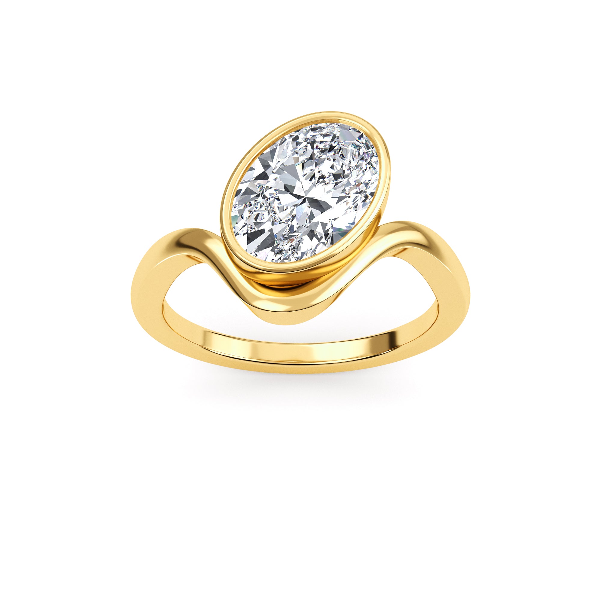 Oval Bezel Wave Ring