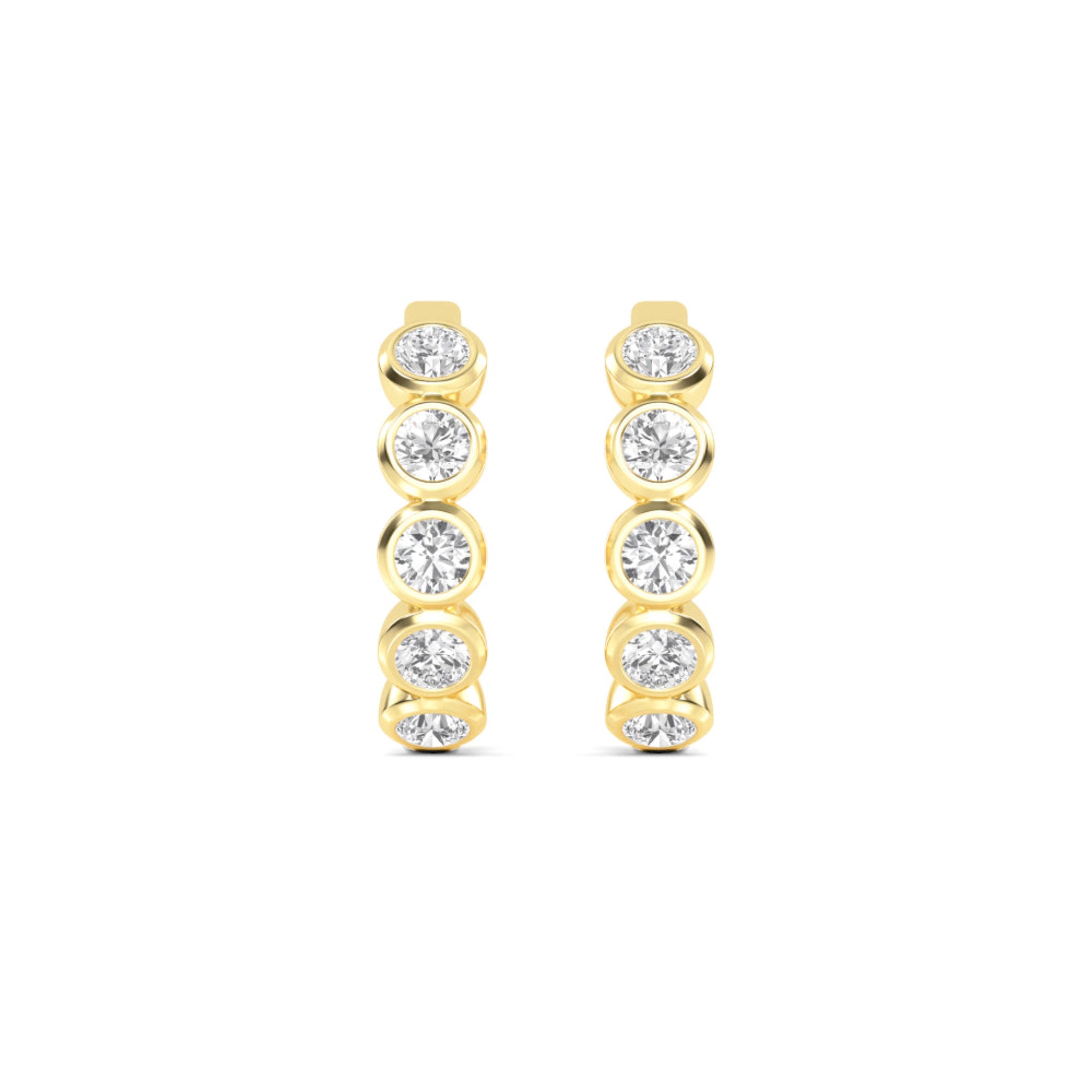 The Orbit Bezel Hoops – 2.00 CTW Lab-Grown Diamond Earrings in 14K Yellow Gold