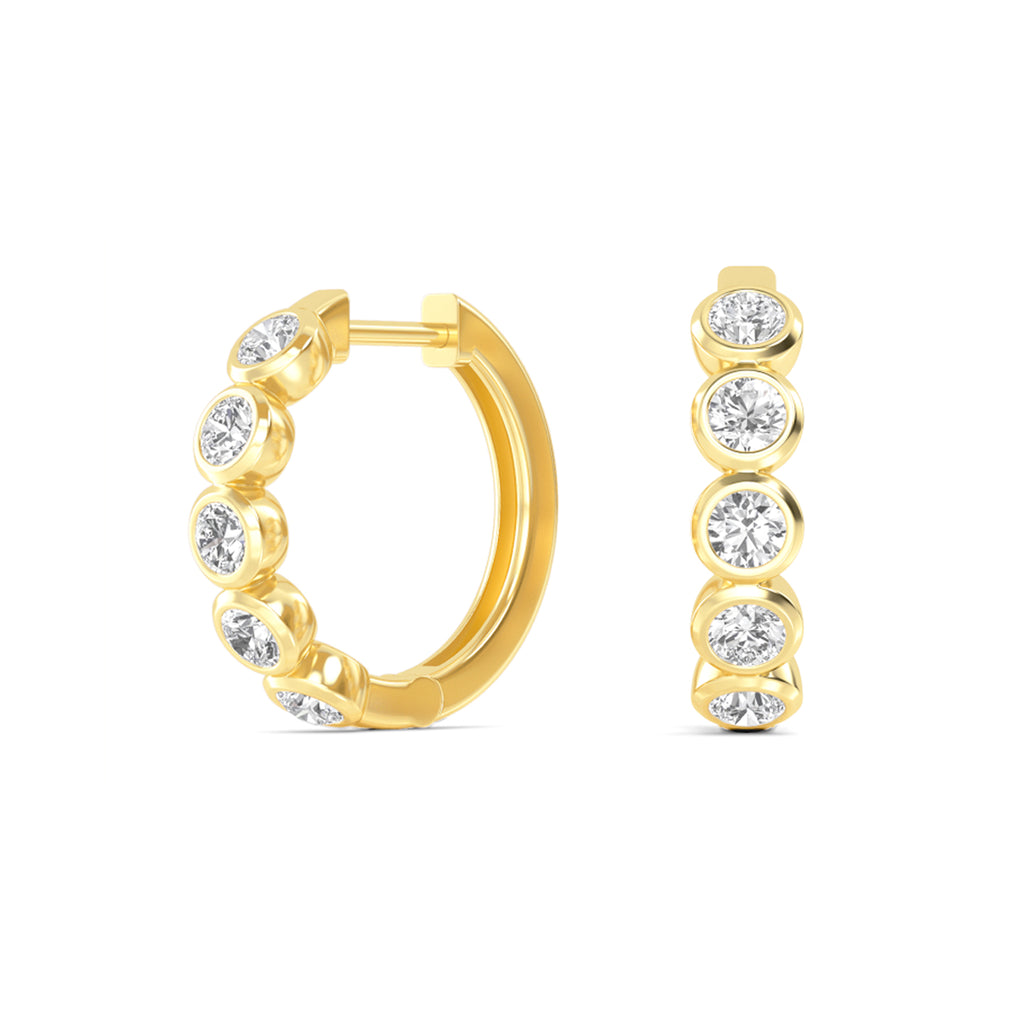 The Orbit Bezel Hoops – 2.00 CTW Lab-Grown Diamond Earrings in 14K Yellow Gold
