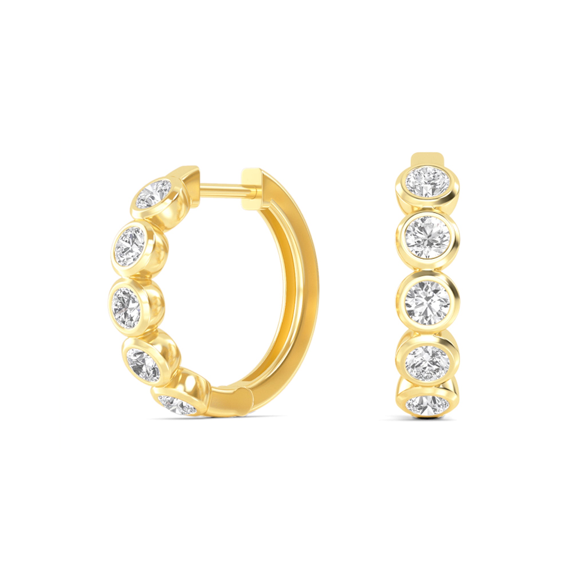 The Orbit Bezel Hoops – 2.00 CTW Lab-Grown Diamond Earrings in 14K Yellow Gold