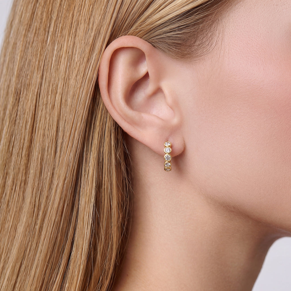 The Orbit Bezel Hoops – 2.00 CTW Lab-Grown Diamond Earrings in 14K Yellow Gold