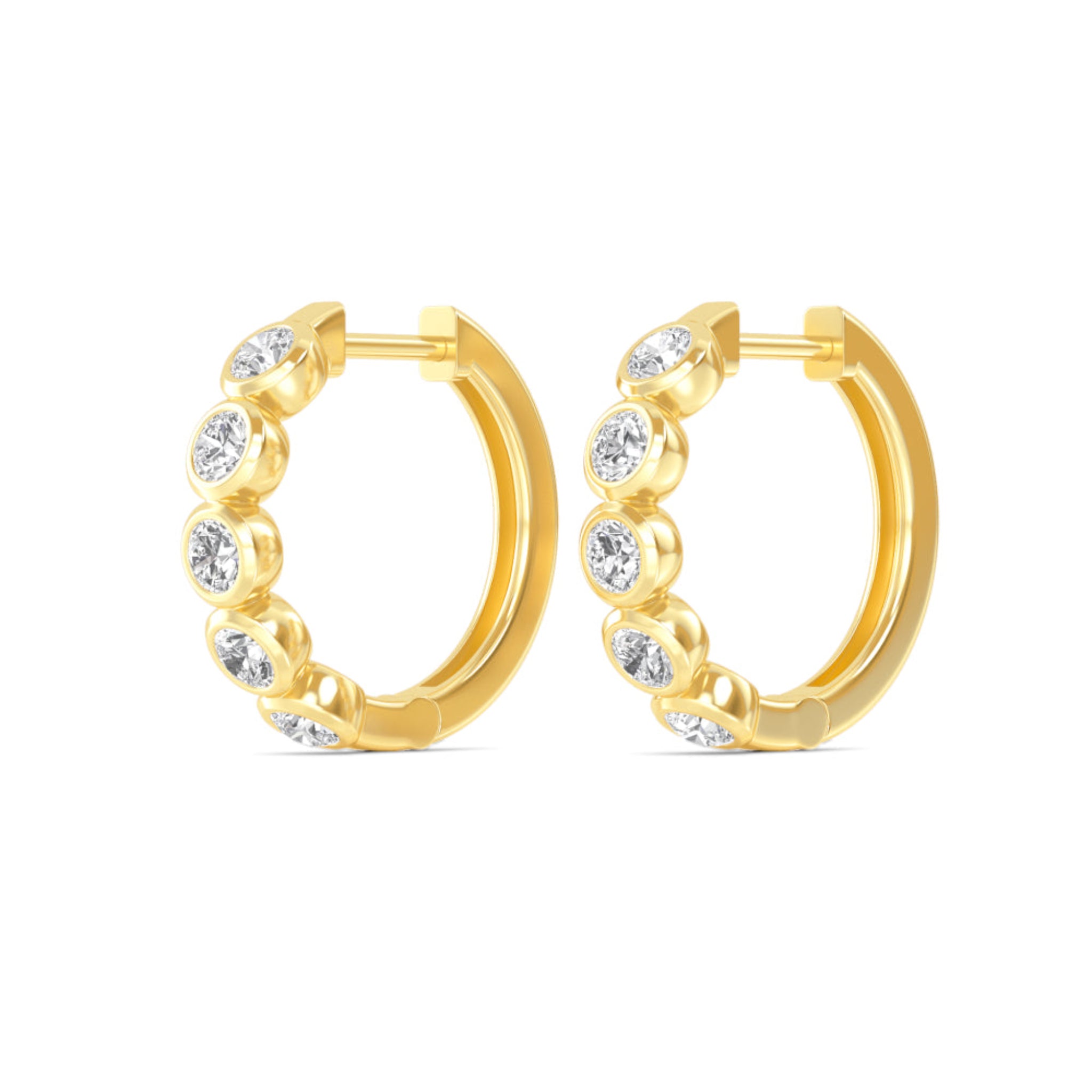 The Orbit Bezel Hoops – 2.00 CTW Lab-Grown Diamond Earrings in 14K Yellow Gold