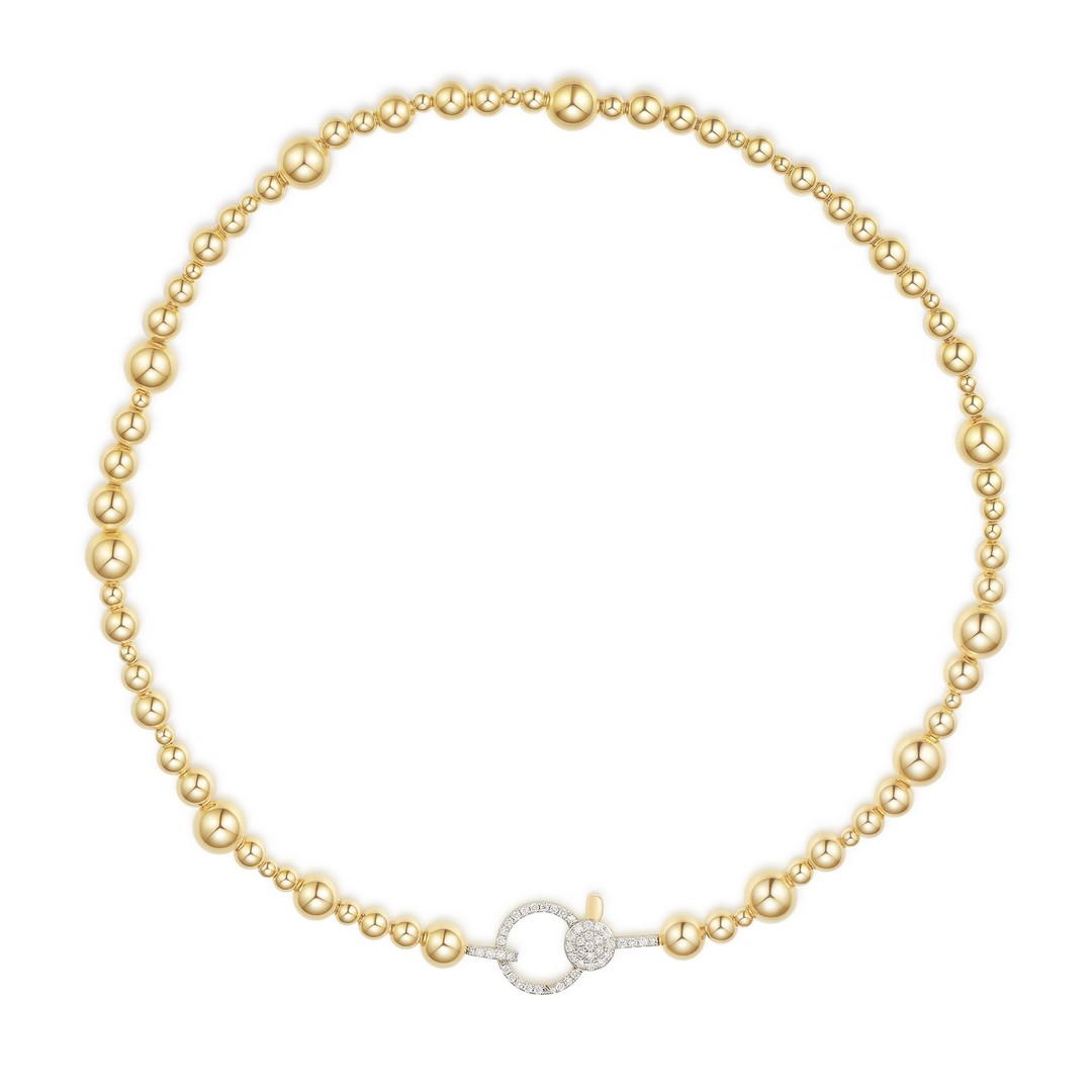 Gold Mixed Ball Chain with Diamond Clasp