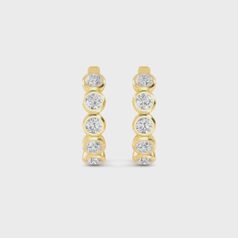 The Orbit Bezel Hoops – 2.00 CTW Lab-Grown Diamond Earrings in 14K Yellow Gold