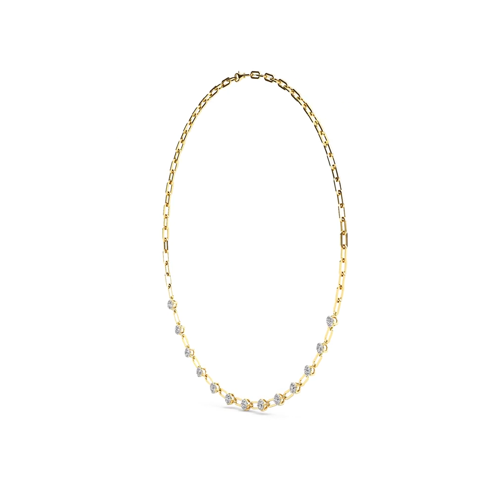 Lab Diamond Station Paperclip Necklace