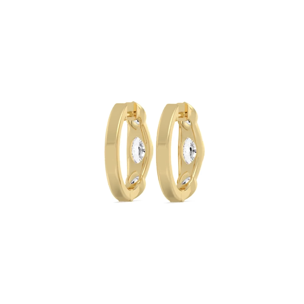 Bezel Marquise Hoop Earrings